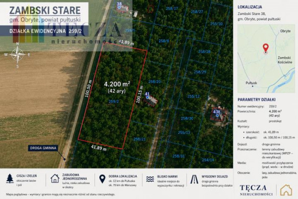 pułtuski, Obryte, Zambski Stare, Dom 96m2/4pok/+2 tarasy+działka 4200m2+budynek gospodarczy