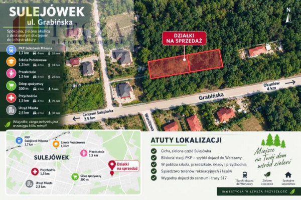 mazowieckie, miński, Sulej&oacute;wek, Grabińska, Budowlana,1420m2,MPZP,Sulej&oacute;wek,ul.Grabińska,Pilne